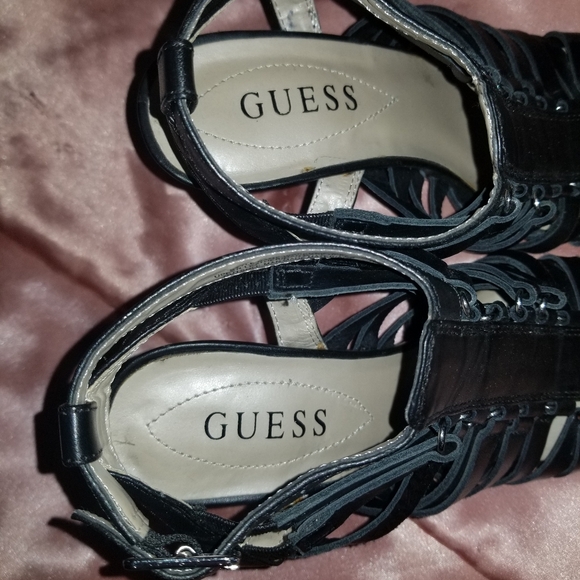 GUESS Black Strappy Gladiator Stiletto Heels "Wgkennie-T" - Women's Size 7M - Picture 4 of 4